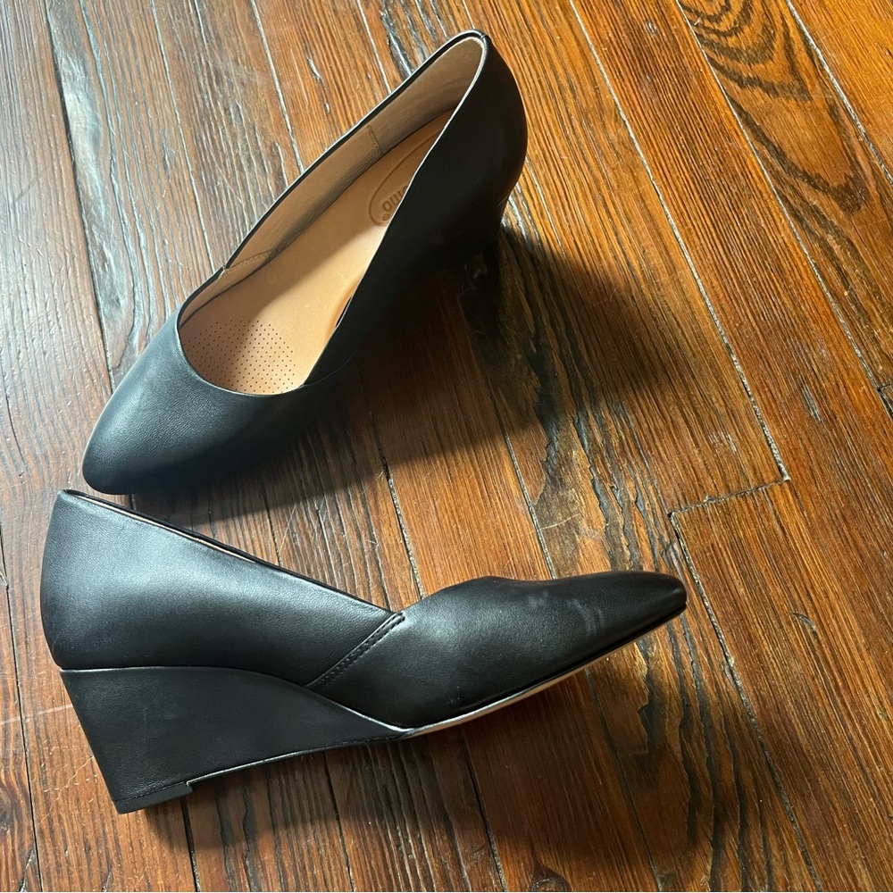 Corso Como Nelly  Black Leather Wedges - Picture 2 of 10